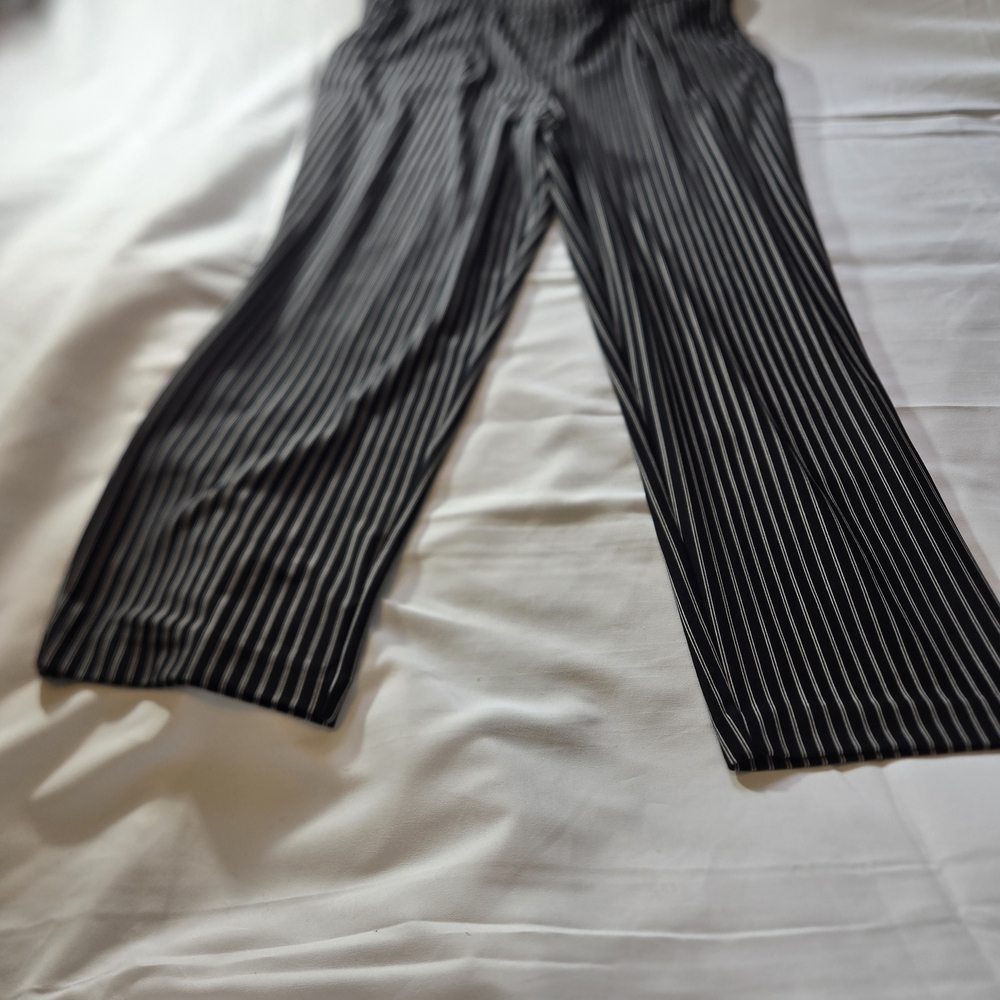 Hilary Radley Black and White Striped Trousers